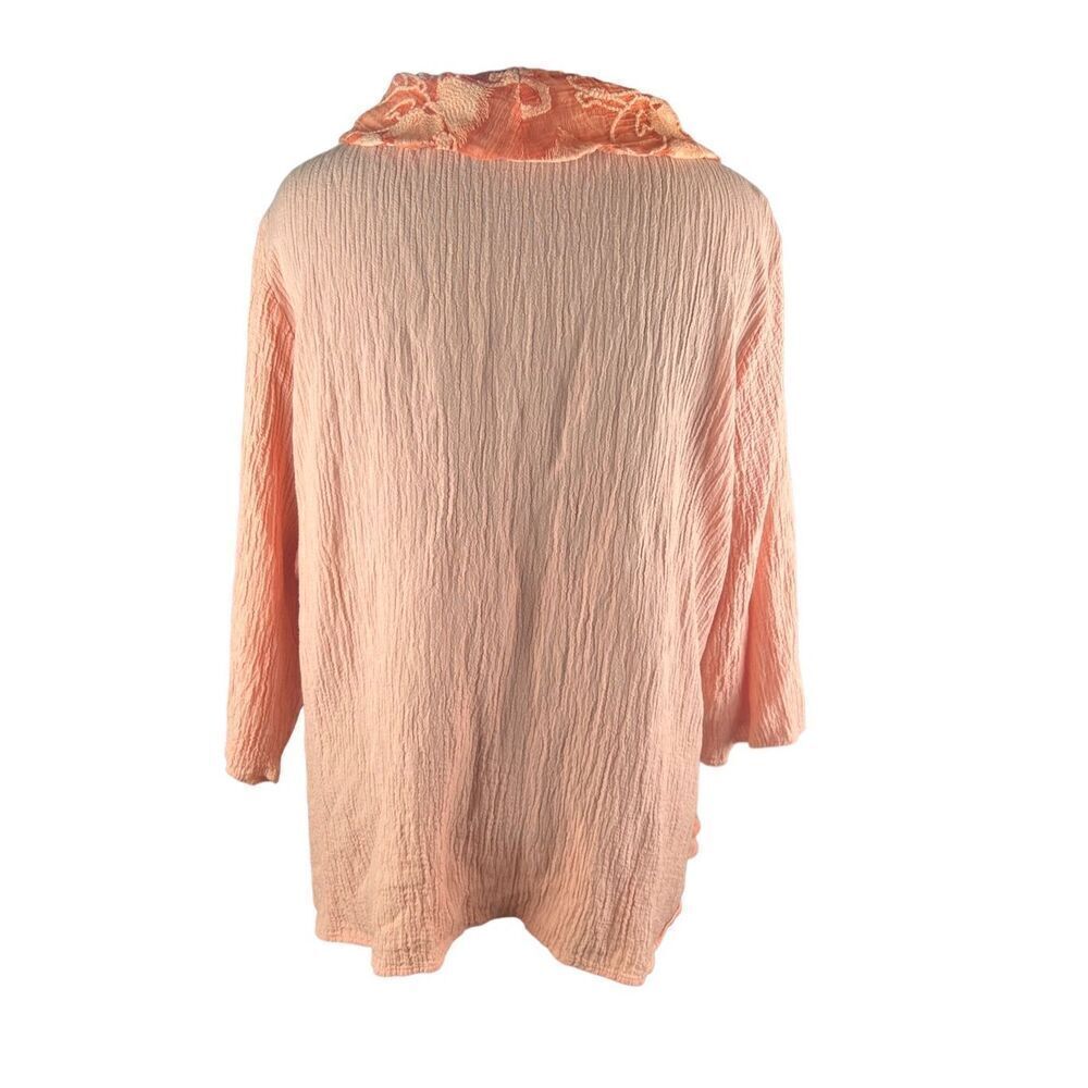 Soft surroundings 3xl layered peach orange embroidered overlay Lagenlook top - Picture 3 of 7